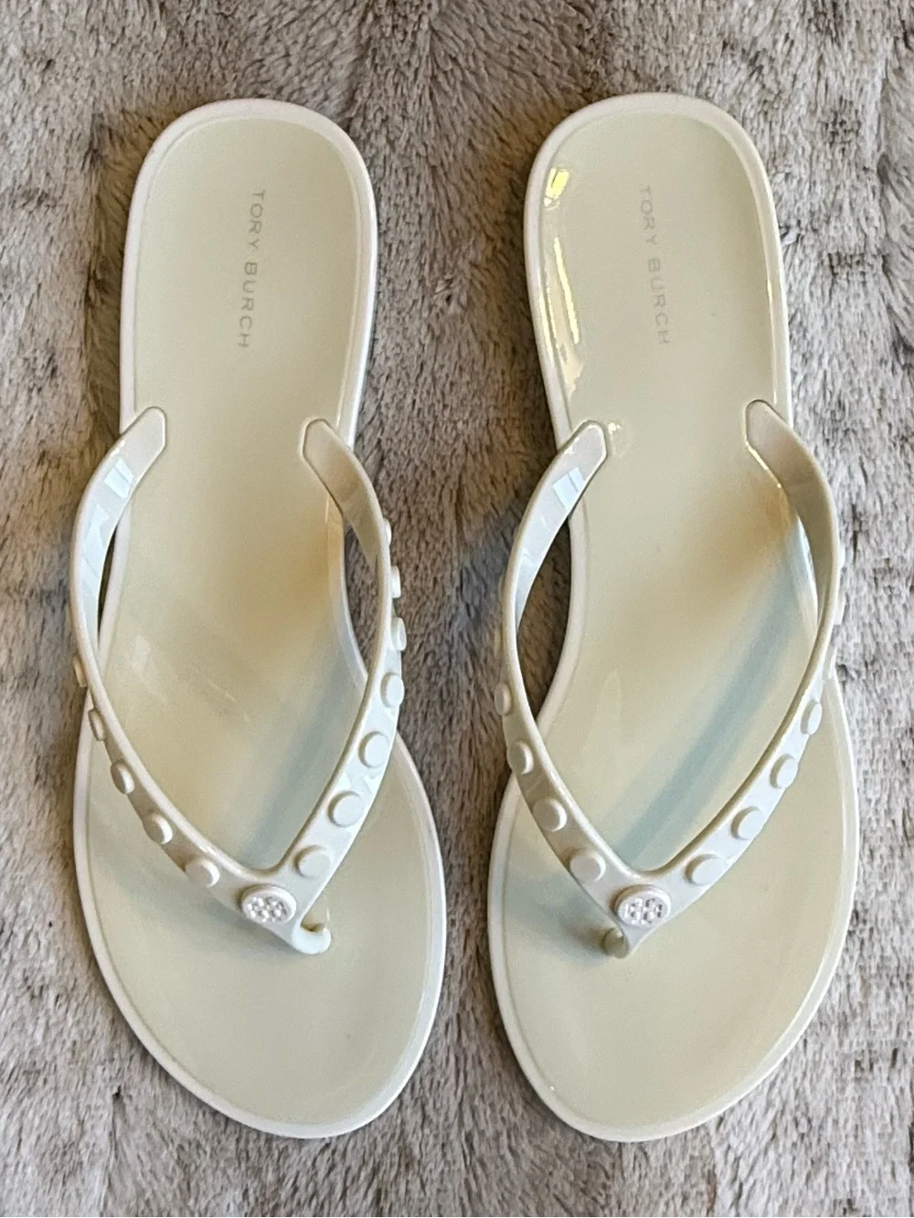 NEW💕TORY BURCH Studded Jelly Thong Beach Sandal in Ivory Size 9